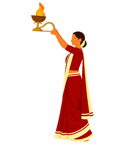 Female devotee offering aarti – Maa Ganga Seva donation