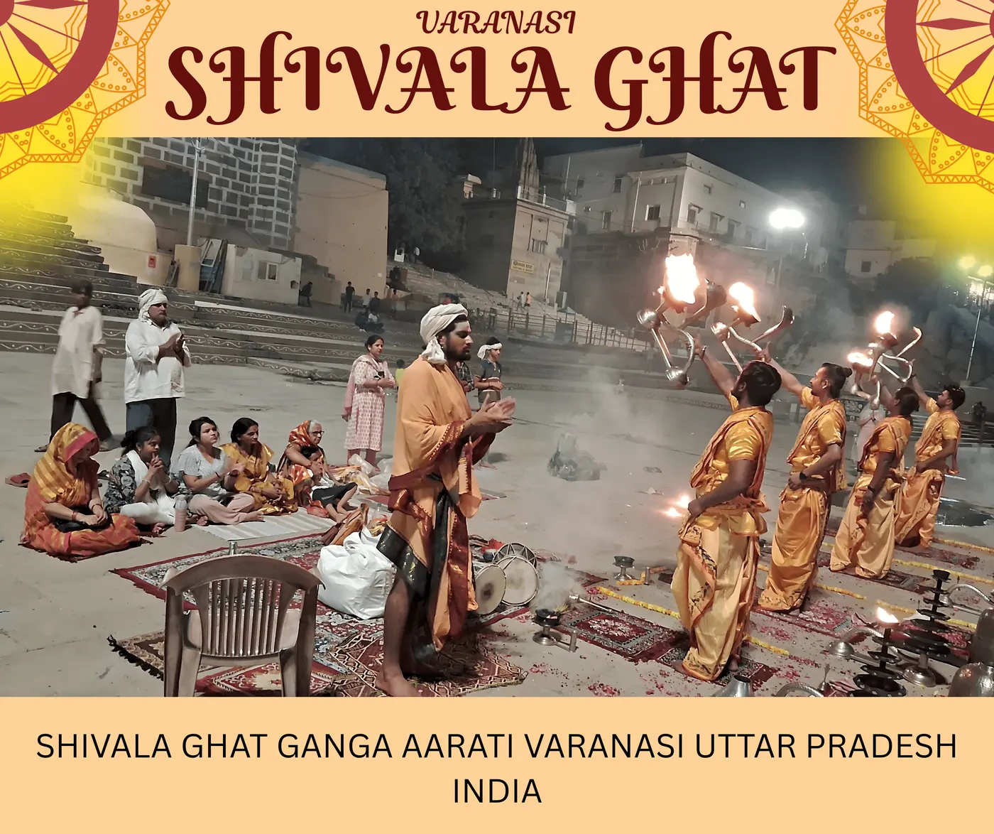 Devotees with sacred pitchers at Shivala Ghat Ganga Aarti